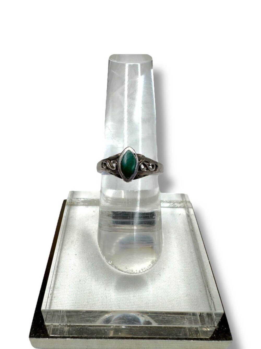 Sterling Silver Malachite Ring Size 5